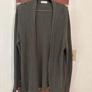 Sweet Claire Forest Green Waffle Knit Cardigan
